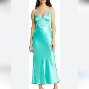 BARDOT-"Malinda" Slipdress Aqua Backless Spaghetti Straps Dress-Size Small